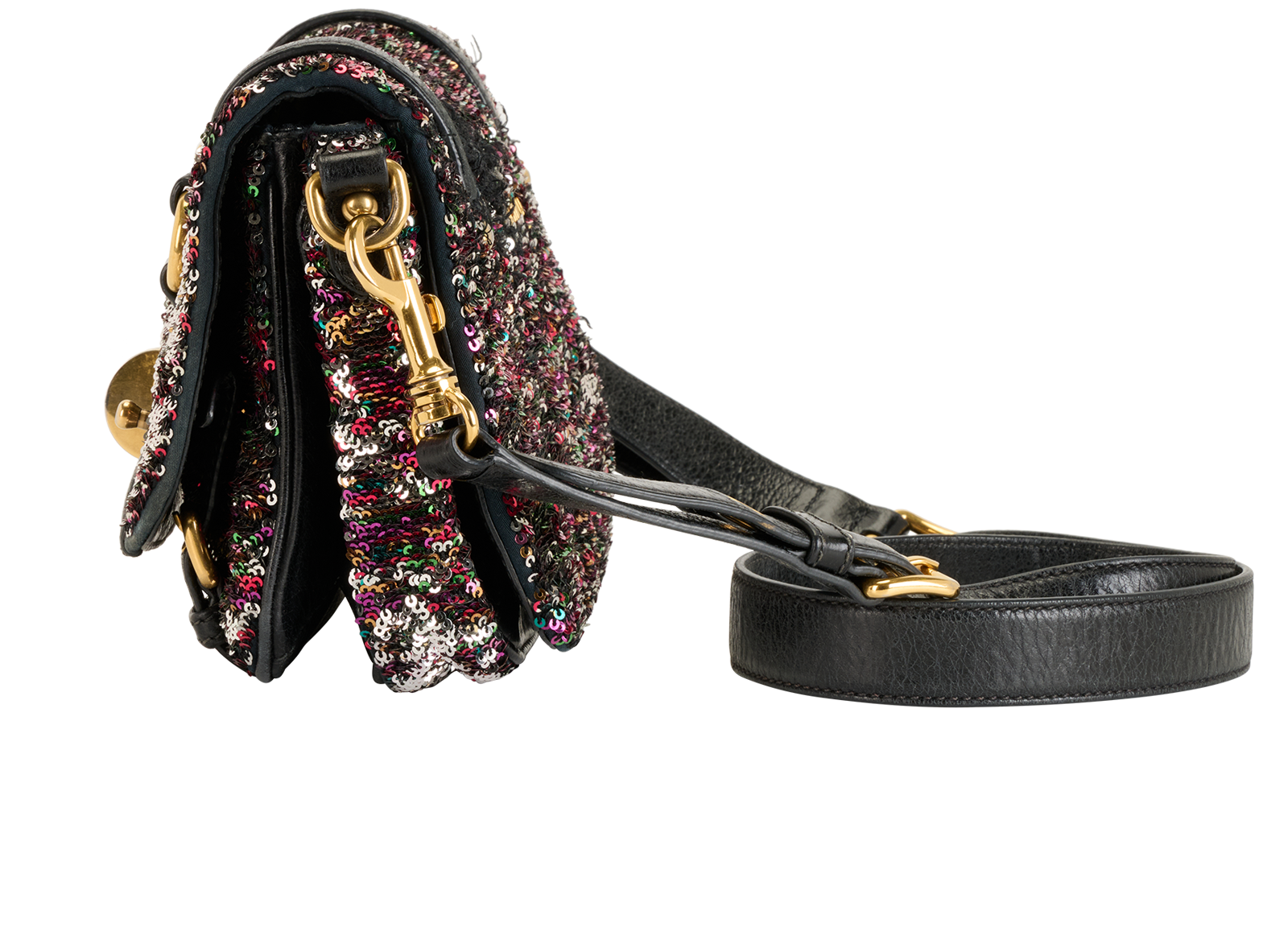 Sequin Satchel, &pound;380, Handbags, Black/Pink, Sequins, Bottom view